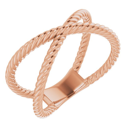 14K Rose Criss-Cross Rope Ring