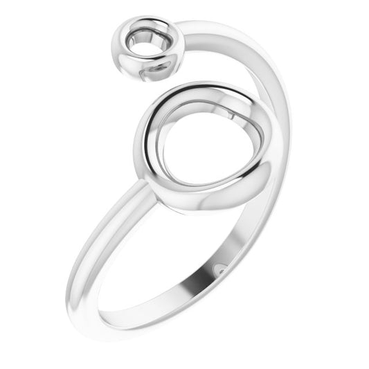 14K White Double Circle Bypass Ring