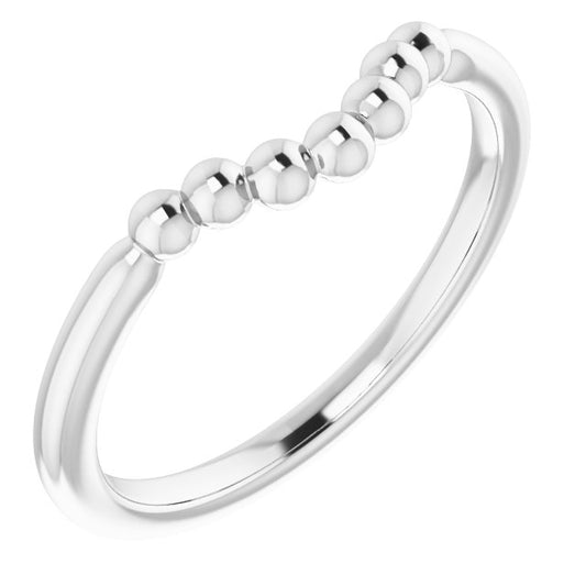 14K White Stackable Beaded Contour Ring