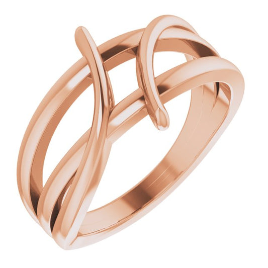 14K Rose 12.4 mm Freeform Bypass Ring