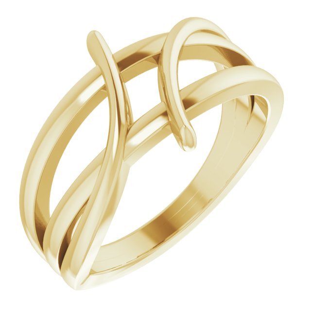 14K Yellow 12.4 mm Freeform Bypass Ring