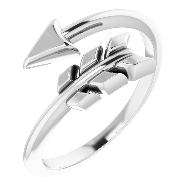 14K White Arrow Ring