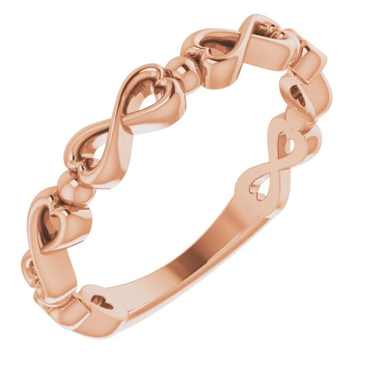 14K Rose Infinity-Inspired Heart Ring