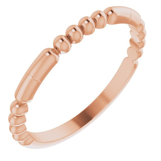 14K Rose Stackable Bead Ring