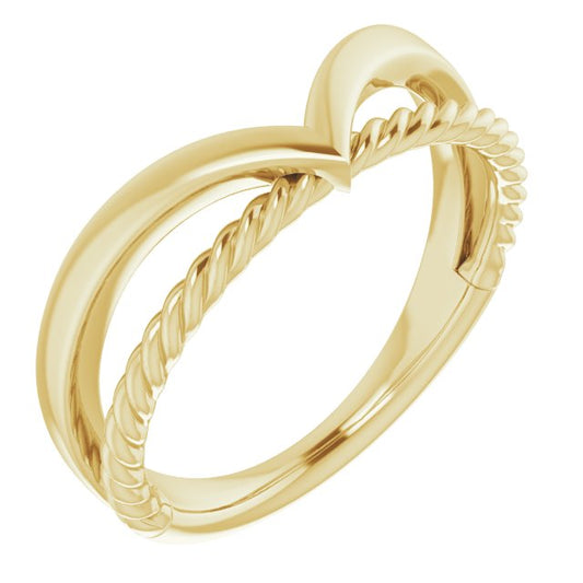 14K Yellow Negative Space Rope Ring
