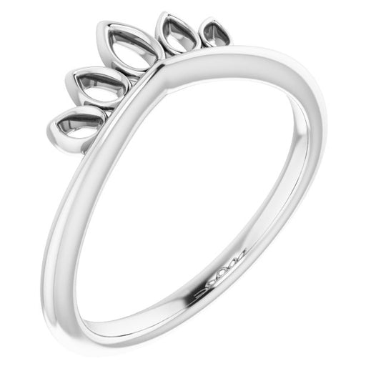 14K White Marquise-Shaped Crown Ring