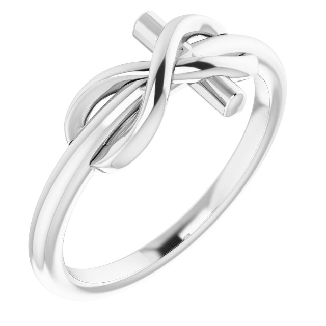 14K White Infinity-Inspired Cross Ring