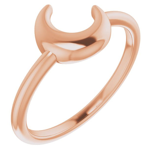 14K Rose Crescent Moon Ring