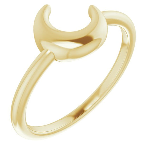 14K Yellow Crescent Moon Ring
