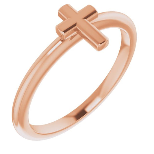 14K Rose Stackable Cross Ring
