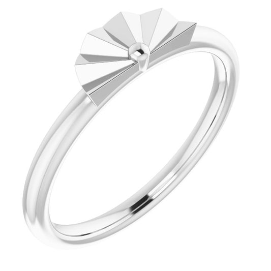 14K White Starburst Stackable Ring