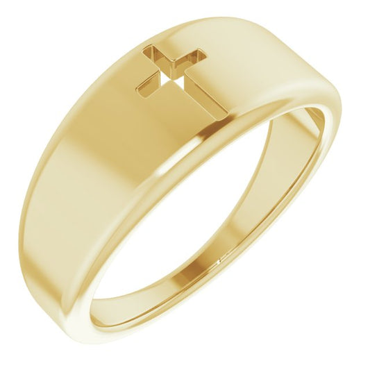 14K Yellow Pierced Cross Ring