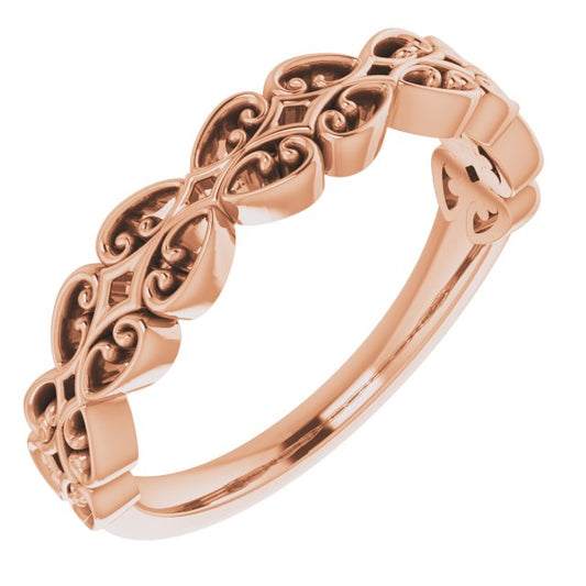 14K Rose Vintage-Inspired Stackable Ring