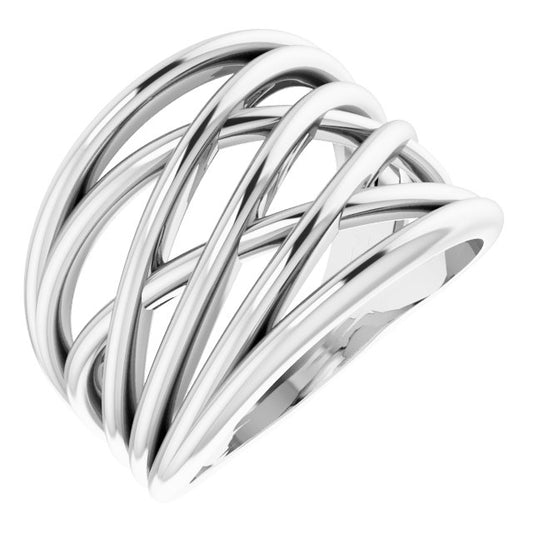 14K White Criss-Cross Ring