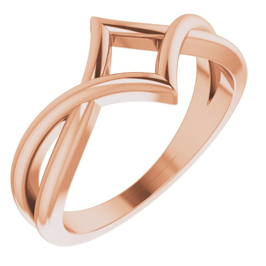 14K Rose Geometric Negative Space Ring