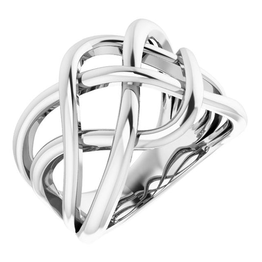 14K White Criss-Cross Ring