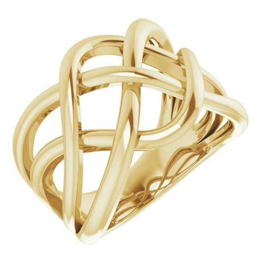 14K Yellow Criss-Cross Ring