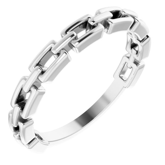 14K White Chain Link Ring