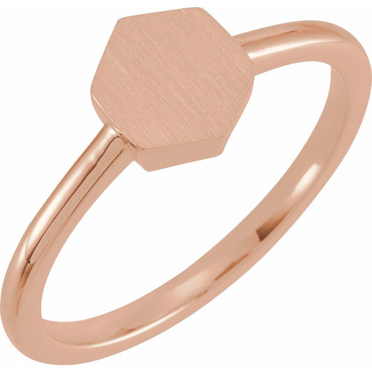 14K Rose  9.5x8 mm Geometric Signet Ring