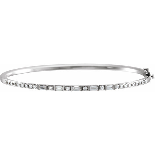 14K White 1 CTW Diamond 7 Bangle Bracelet