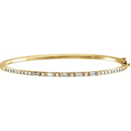 14K Yellow 1 CTW Diamond 7 Bangle Bracelet