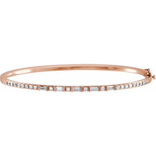 14K Rose 1 CTW Diamond 7 Bangle Bracelet
