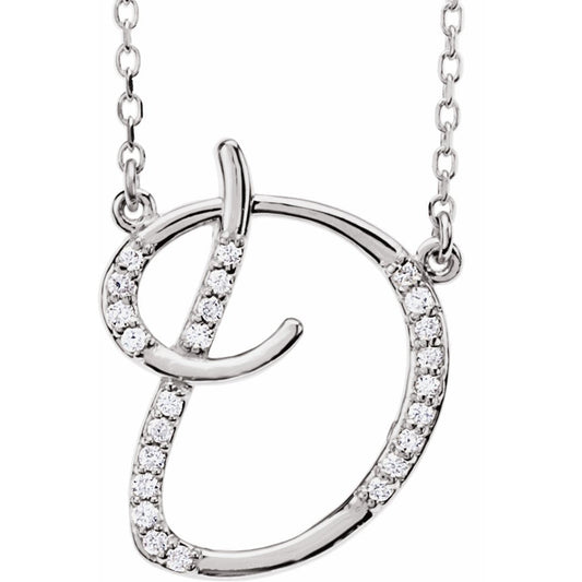 14K White 1/10 CTW Diamond Initial D 16 Necklace