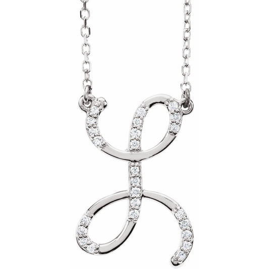 14K White 1/10 CTW Diamond Initial L 16 Necklace