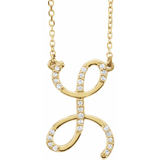 14K Yellow 1/10 CTW Diamond Initial L 16 Necklace