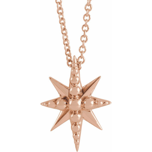 14K Rose Beaded Starburst 16-18 Necklace