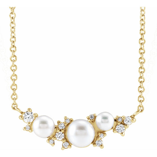 14K Yellow Akoya Cultured Pearl & .08 CTW Diamond 18 Necklace