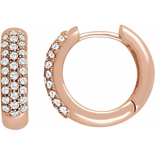 14K Rose 1/3 CTW Diamond Pavu00e9 Hoop Earrings
