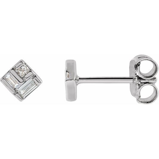 14K White 1/6 CTW Diamond Geometric Earrings