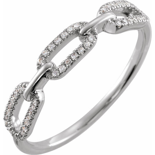 14K White 1/6 CTW Diamond Chain Link Ring