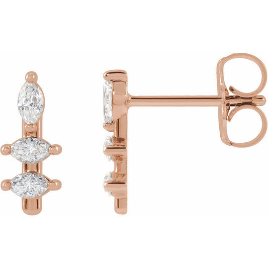 14K Rose 1/5 CTW Diamond Bar Earrings