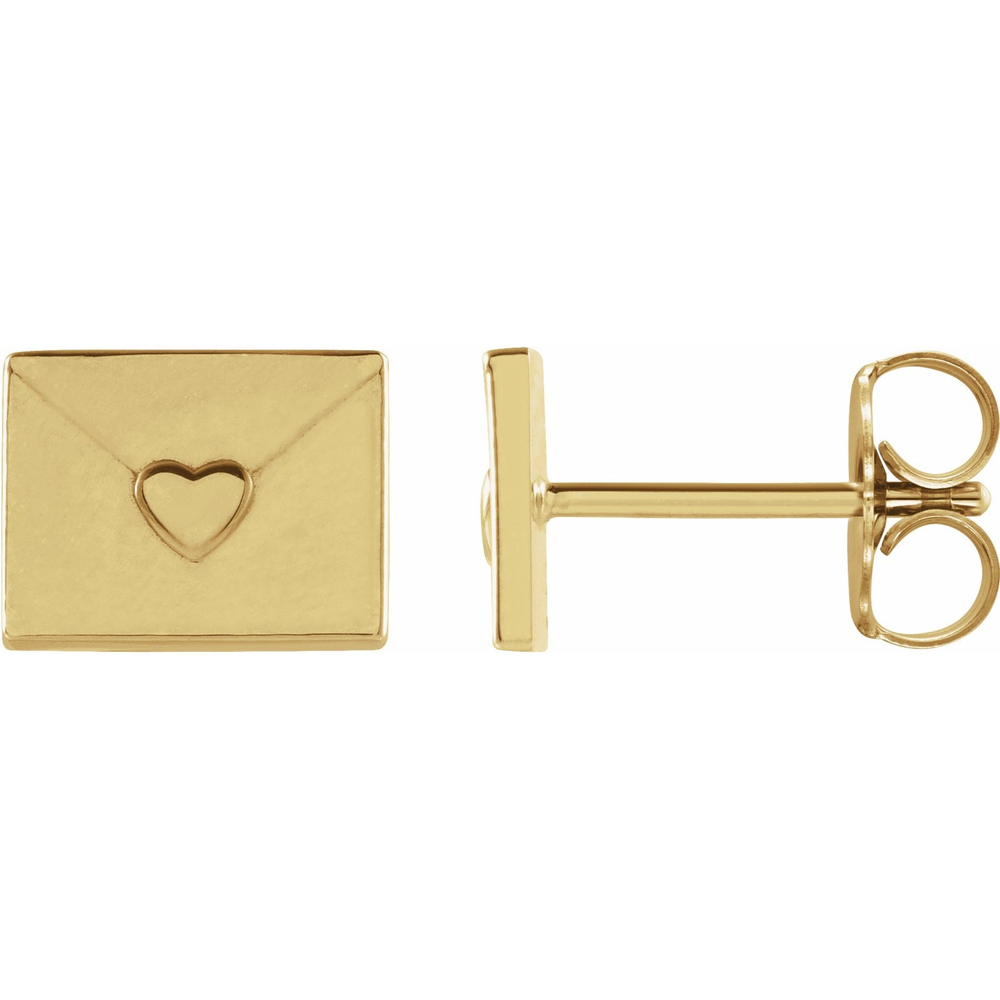 14K Yellow Heart Envelope Earrings