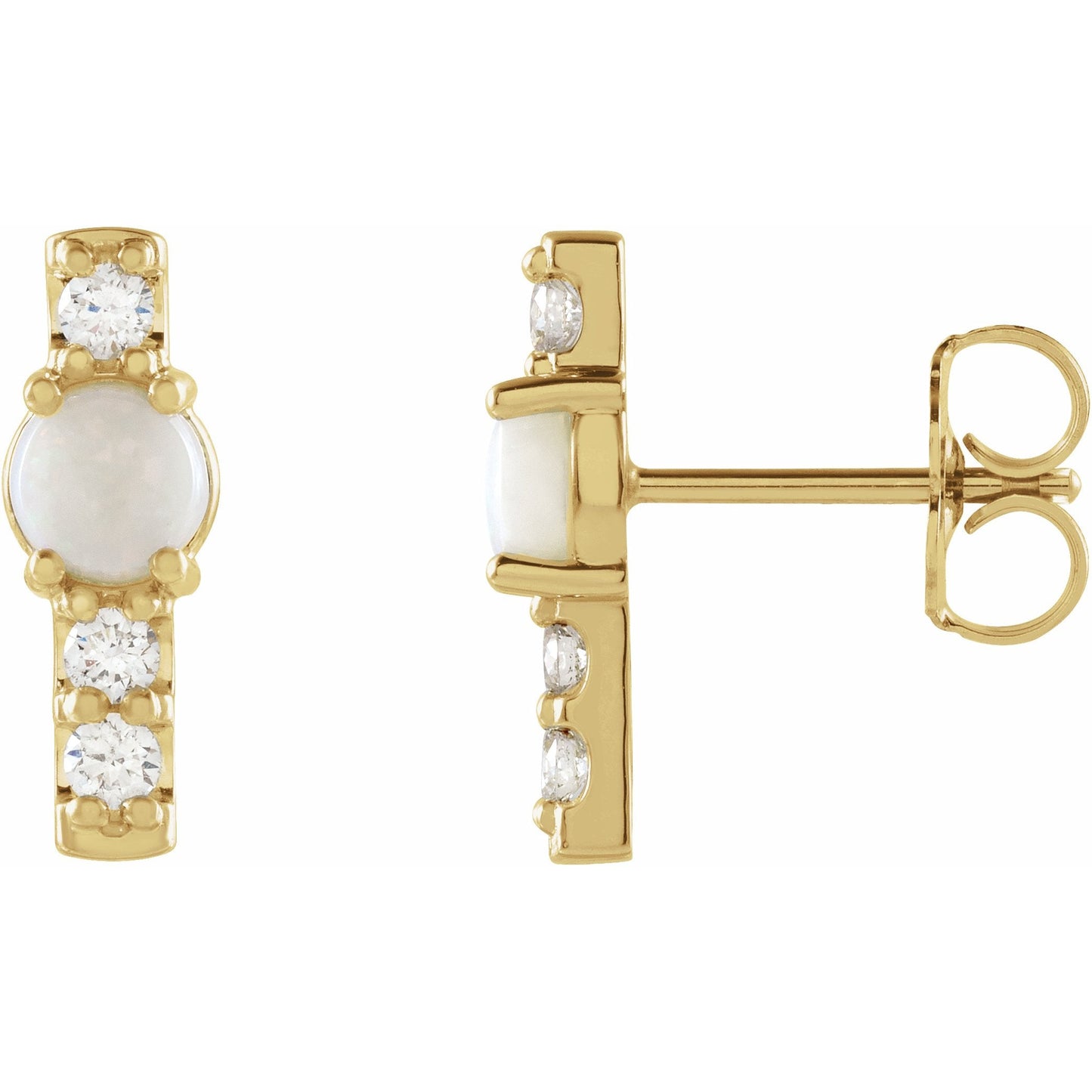 14K Yellow Ethiopian Opal & 1/5 CTW Diamond Bar Earrings