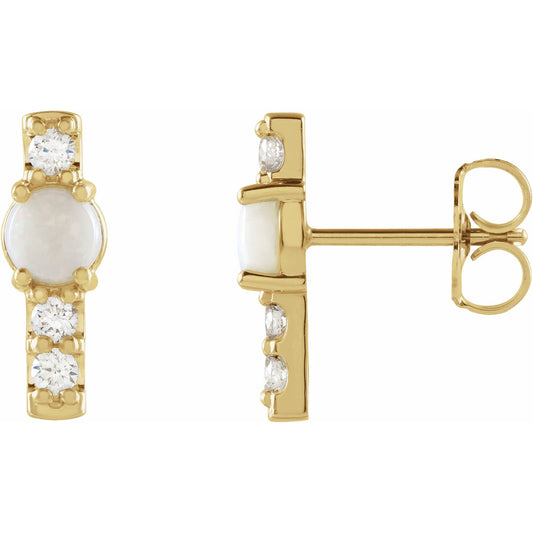 14K Yellow Ethiopian Opal & 1/5 CTW Diamond Bar Earrings