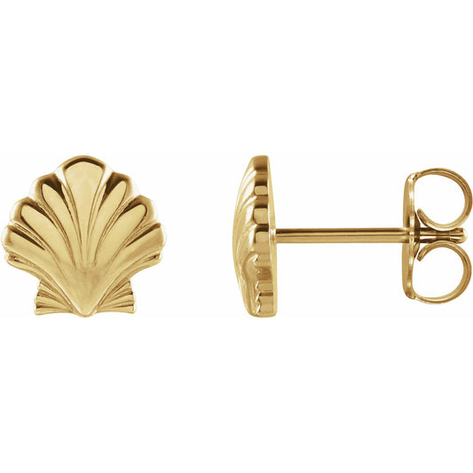 14K Yellow Tiny Shell Earrings