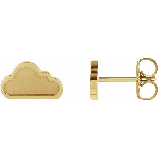 14K Yellow Tiny Cloud Earrings