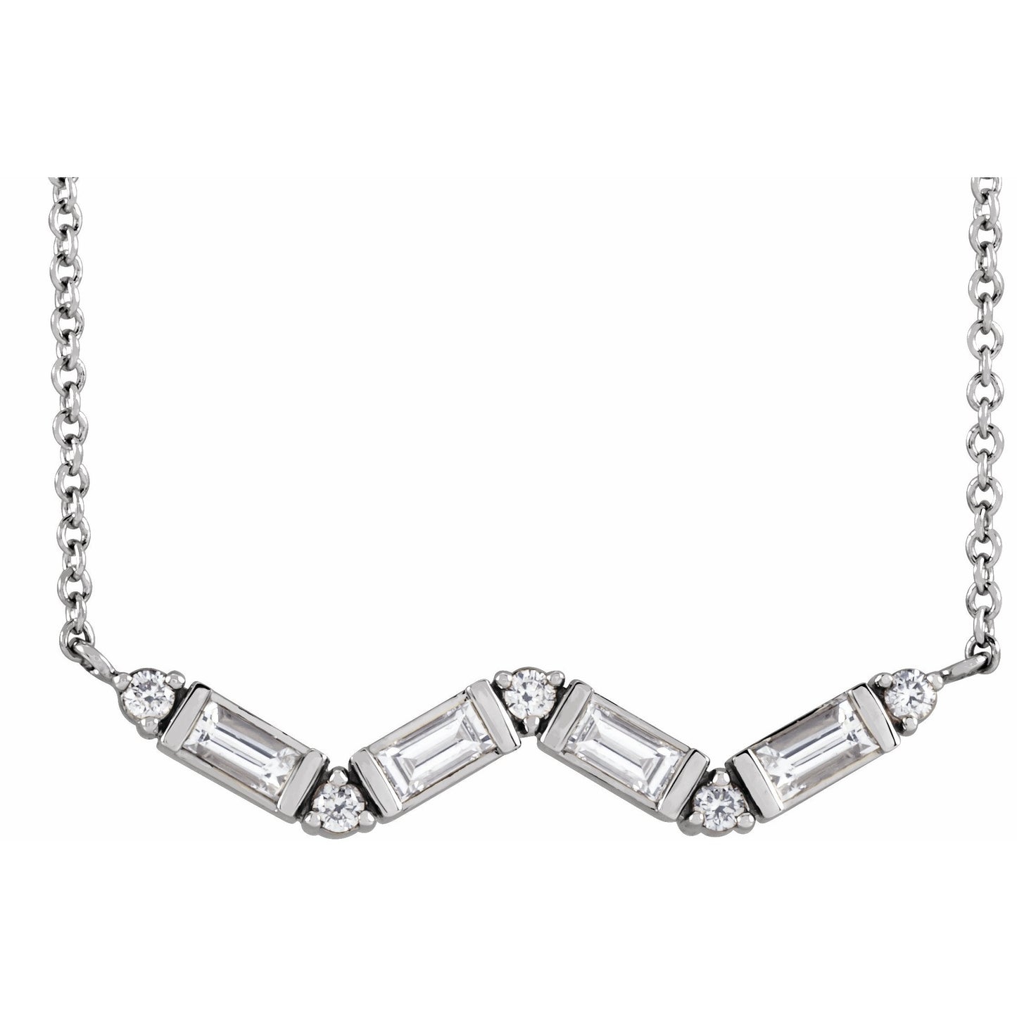 14K White 1/3 CTW Diamond Bar 18 Necklace