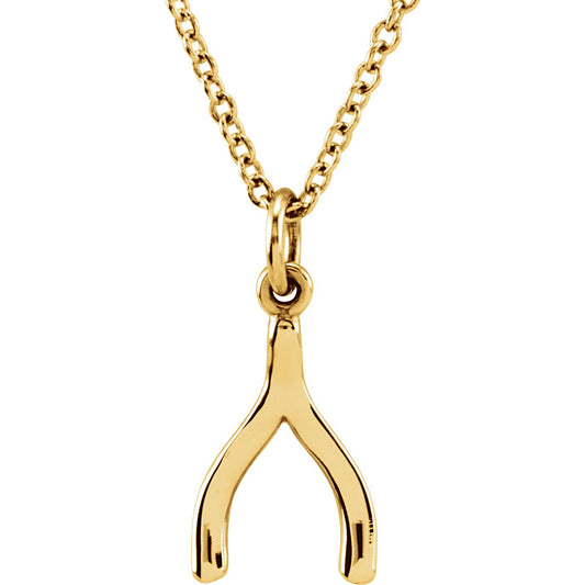 18K Yellow Vermeil Tiny Poshu00ae Wishbone 16-18 Necklace