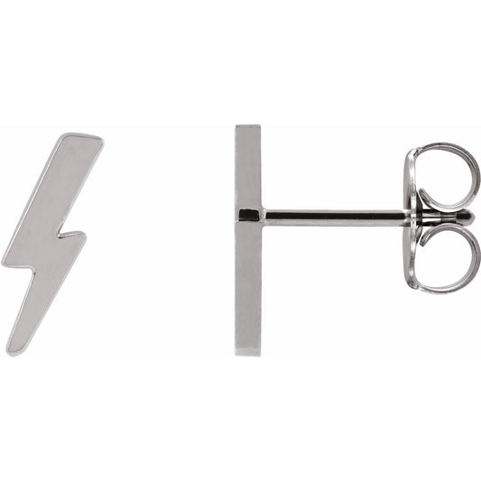 14K White Tiny Lightning Bolt Earrings