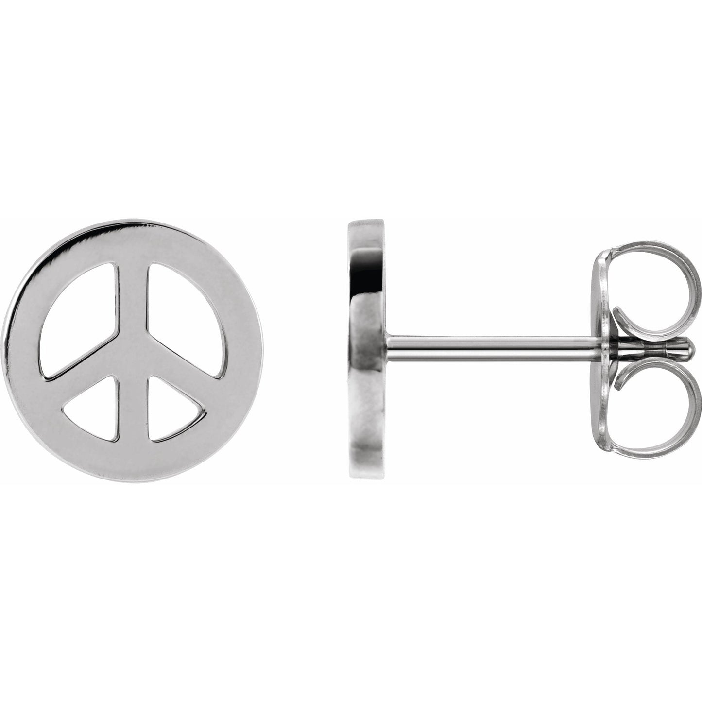 14K White Tiny Peace Earrings
