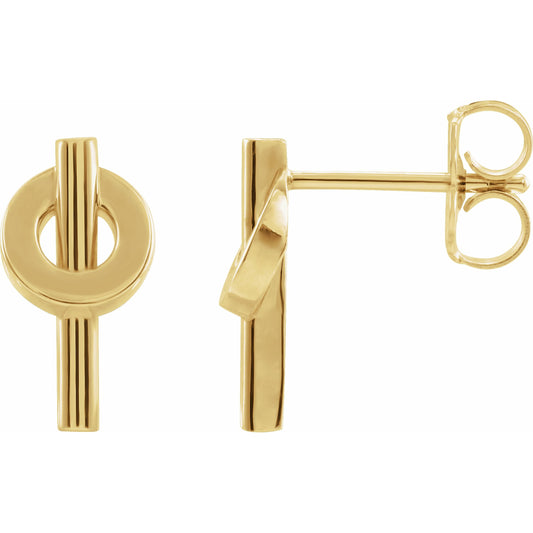 14K Yellow Negative Space Circle Earrings