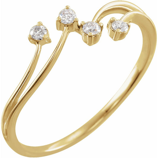 14K Yellow 1/10 CTW Diamond Bypass Ring