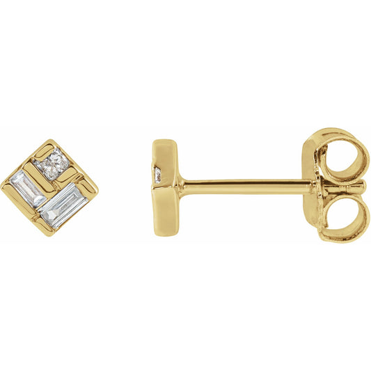 14K Yellow 1/6 CTW Diamond Geometric Earrings