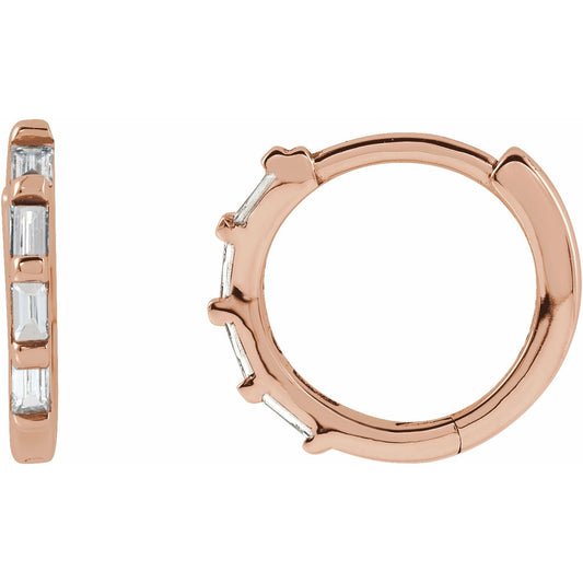 14K Rose 1/10 CTW Diamond Huggies