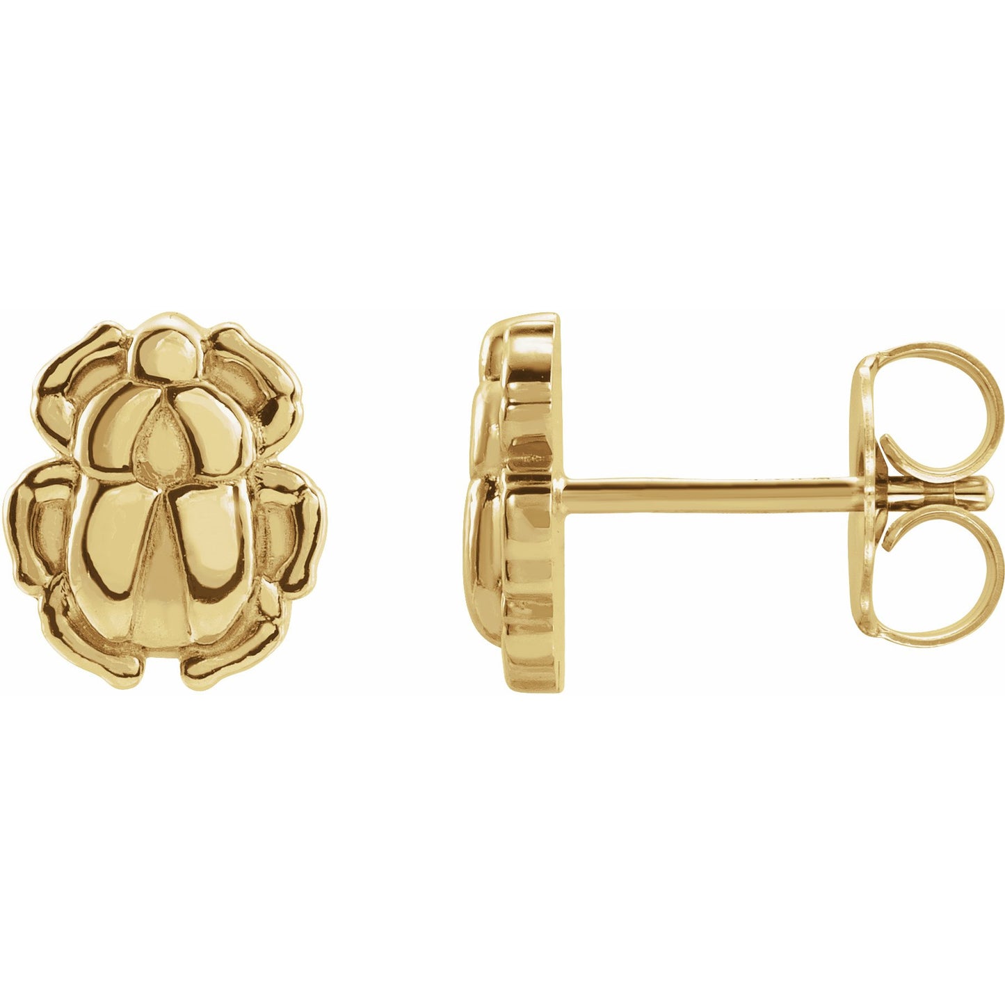 14K Yellow Tiny Scarab Earrings