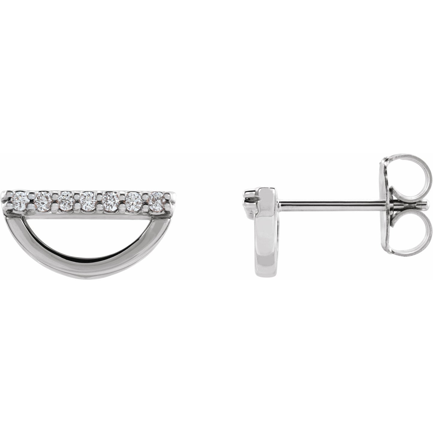 14K White 1/10 CTW Diamond Geometric Earrings